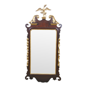 Antique Mahogany Federal Chippendale Gilt Eagle Acanthus Wall Vanity Mirror