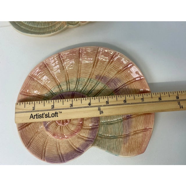 1990s Vintage MCM Fitz and Floyd Omnibus Sea Shells Nautical Appetizer Salad Plates-Set of 4 For Sale - Image 5 of 6