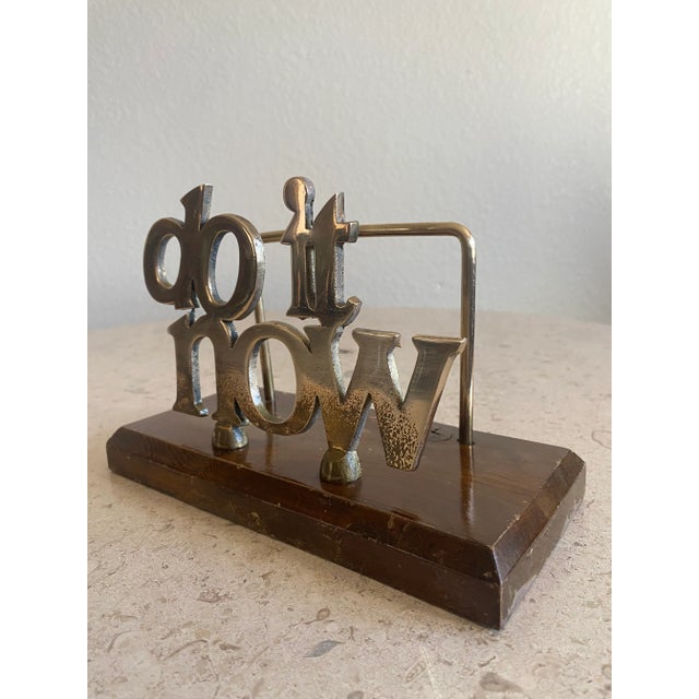 Mid-Century Modern Whimsical 1970s "Do It Now" Brass Desk Letter Holder For Sale - Image 3 of 11