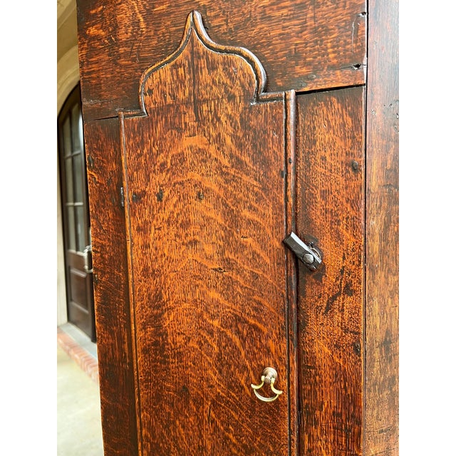 Antique English Oak Wall Corner Cabinet Georgian Hanging Cupboard Gothic C1790 For Sale - Image 16 of 18