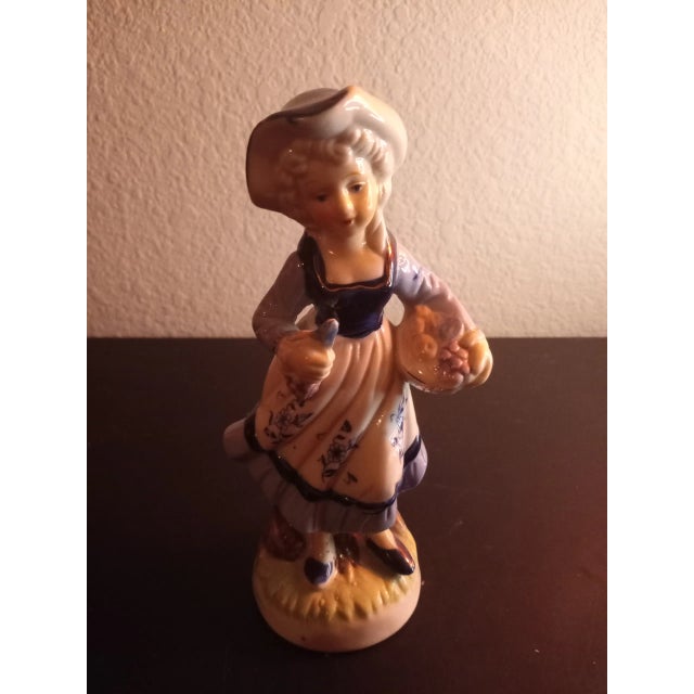 1970s Blue & White Porcelain Boy & Girl Figurines- Set of 2 For Sale - Image 4 of 11