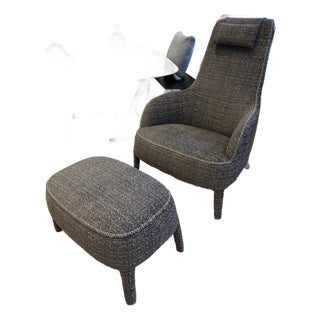 Maxalto Febo Bergere Armchair & Ottoman For Sale