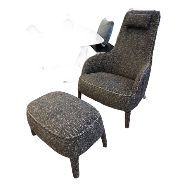 Maxalto Febo Bergere Armchair & Ottoman For Sale