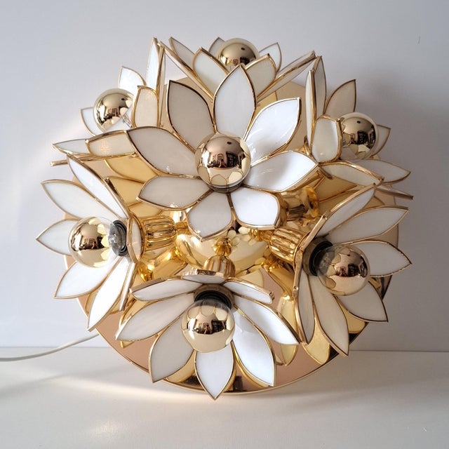 German Lotus Flower Ceiling Light, 1970s For Sale - Image 6 of 18