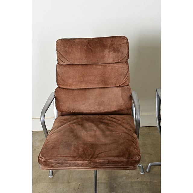 Metal Vintage Eames Herman Miller Soft Pad Leather Armchairs - Set of 4 For Sale - Image 7 of 12