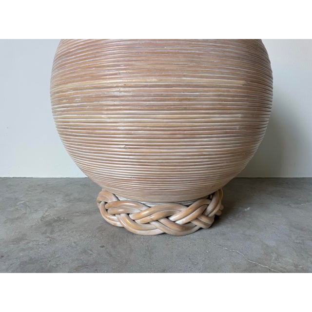 Vintage Coastal Boho Chic Pencil Reed Rattan Dining Table Base For Sale - Image 9 of 12