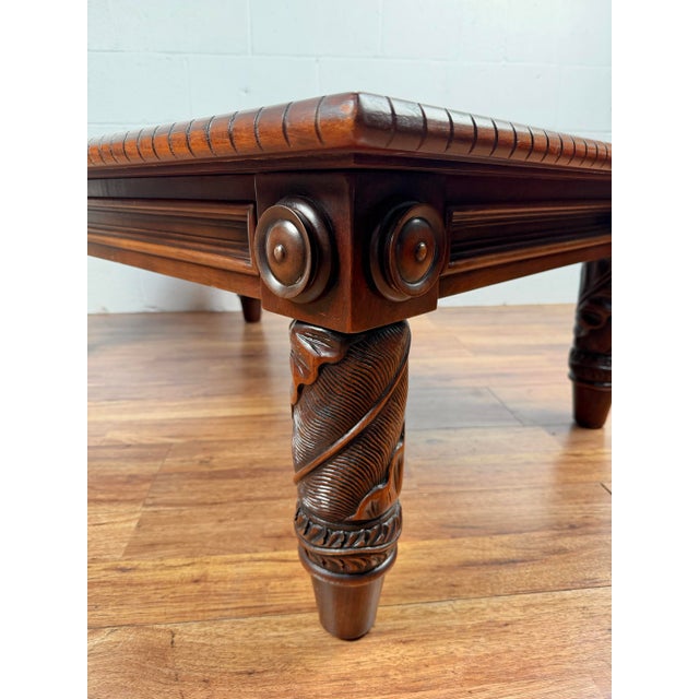 1990s Polo Ralph Lauren Henredon Mahogany Carved Safari Collection Wood Coffee Table For Sale In Charlotte - Image 6 of 10