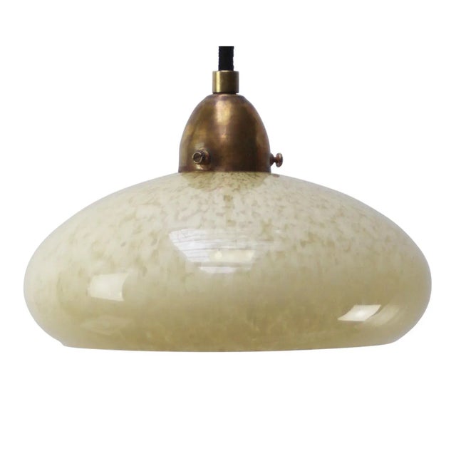 Yellow French Clichy Yellow Glass Pendant Lamp For Sale - Image 8 of 8