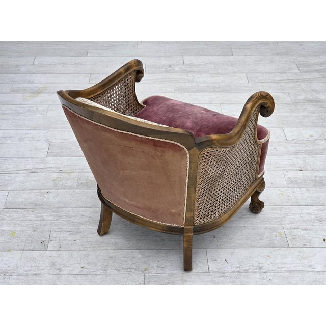 Vintage Danish Chair in Woven Wool and Velour, 1940s For Sale - Image 11 of 18