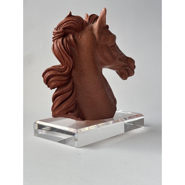 Sculpture of a Horse's Head in Resin and Acrylic after Miguel Senserrich, 1920s-1940s For Sale - Image 4 of 8