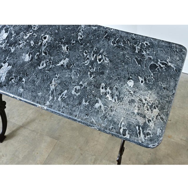 Metal French 19th Century Marble Top Bistro Table For Sale - Image 7 of 11