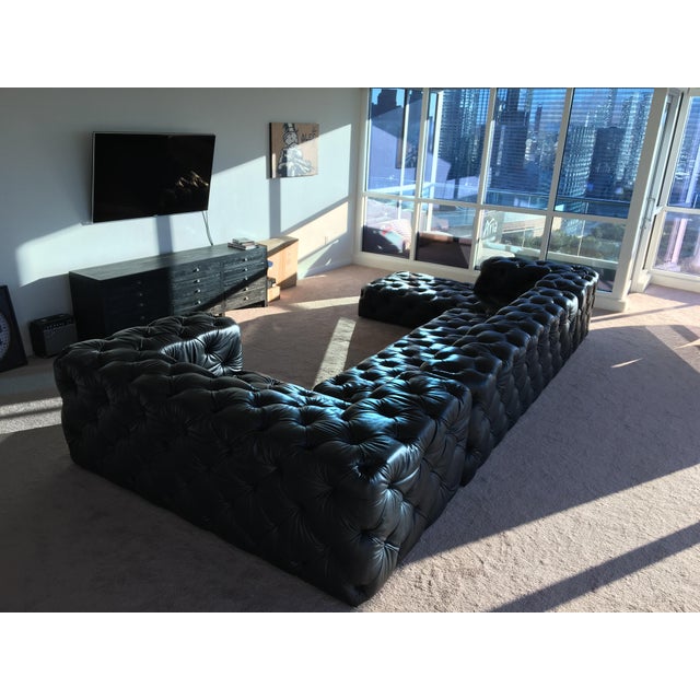 Restoration Hardware Soho Tufted Sectional (Ebony Italian Leather) Chairish