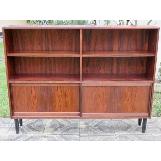 Long & Low Bookcase in Rosewood with Sliding Doors & Drawers from Sibast, 1960s For Sale - Image 3 of 10