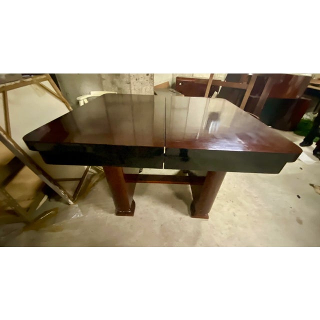 1940s Art Deco Mahogany and Ebony Dining Table, With 2 Extension Leaves For Sale - Image 11 of 11