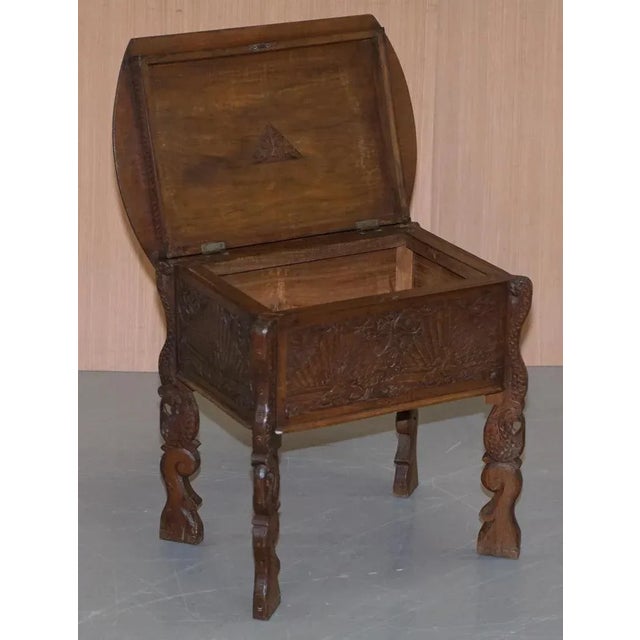 Burmese Hand-Carved Peacock Sewing Table or Cupboard with Open Top, 1880s For Sale - Image 16 of 18