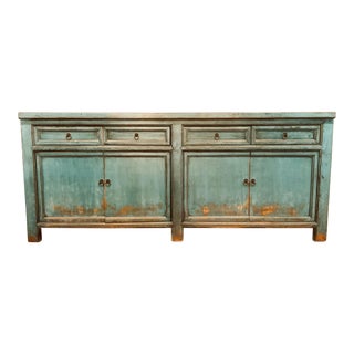 Modern Rustic Teal Sideboard For Sale