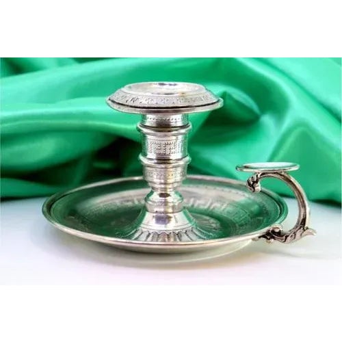 Metal Silver Paddle with Guilloche Reliefs and Applications For Sale - Image 7 of 7