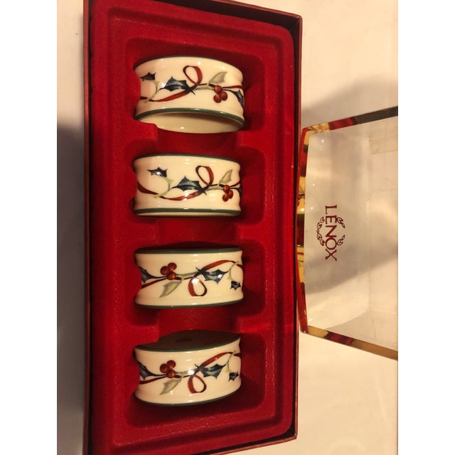 Contemporary 2000s Lenox Winter Greetings Porcelain Napkin Rings, New in Box- Set of 4 For Sale - Image 3 of 8