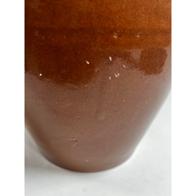Early Hull Pottery Stoneware Jug 1920s Brown Glaze With Handle & Stopper Marked “H” For Sale - Image 9 of 9