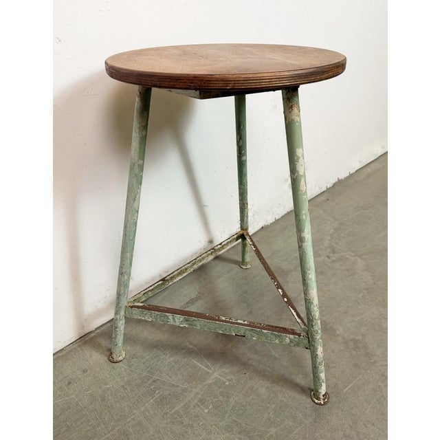 Green Industrial Green Workshop Stool, 1960s For Sale - Image 8 of 15