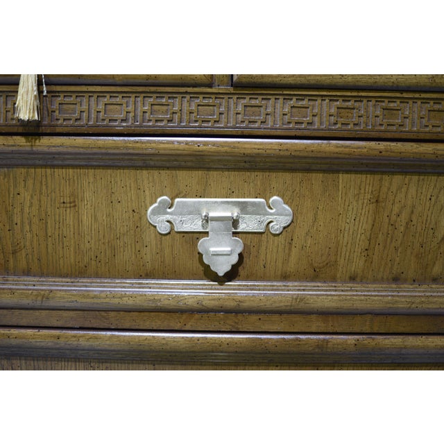 Brown Mid Century Chinoiserie Triple Dresser by Dixie Furniture For Sale - Image 8 of 16