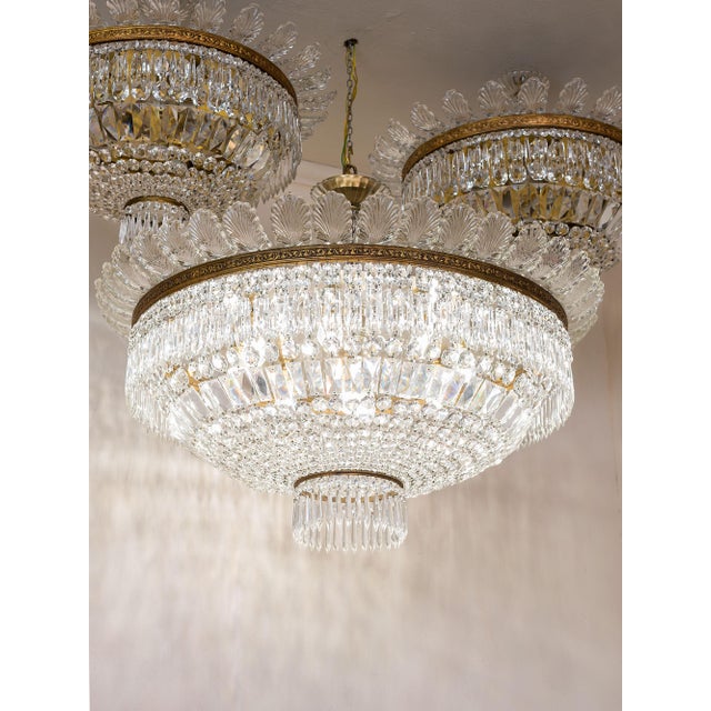 Large Vintage Bohemian Crystal Ceiling Light, 1940s For Sale - Image 6 of 16