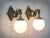 Spectacular 1950s Spanish Gothic Revival Brass Dragon Wall Sconces with White Opaline Glass Globes - An Exclusive One-of-...