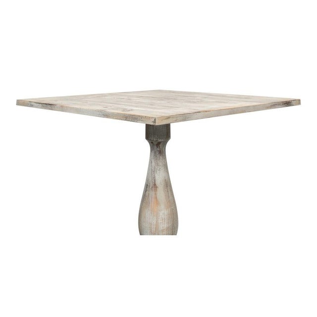 Traditional Antiqued Bistro Table in Grey Oak, Turned Pedestal For Sale - Image 3 of 12