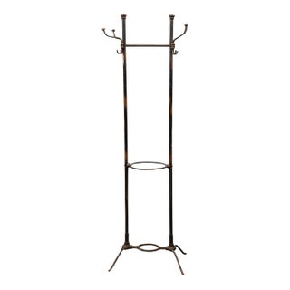 1920s Antique Japanned Copper Coat Rack For Sale