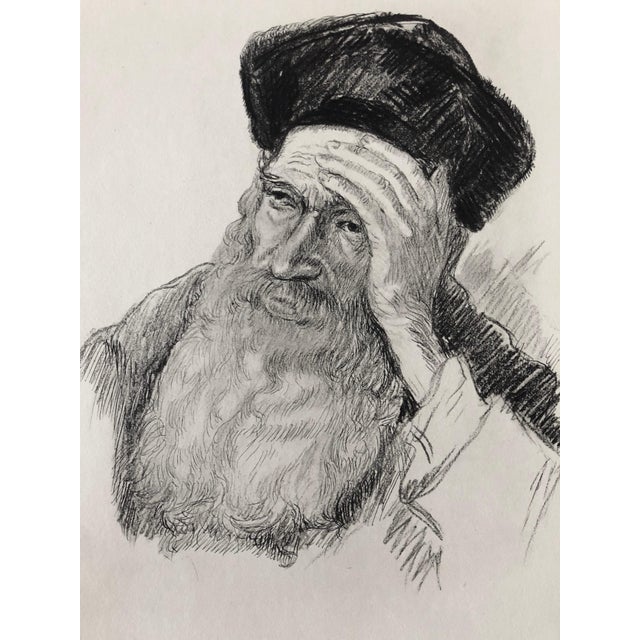 Expressionism Paul Jeffay, Judaica Jewish Etching Hasidic Rabbi, Gaon, Genius, Vintage Chassidic Art Print, c.1930's For Sale - Image 3 of 5