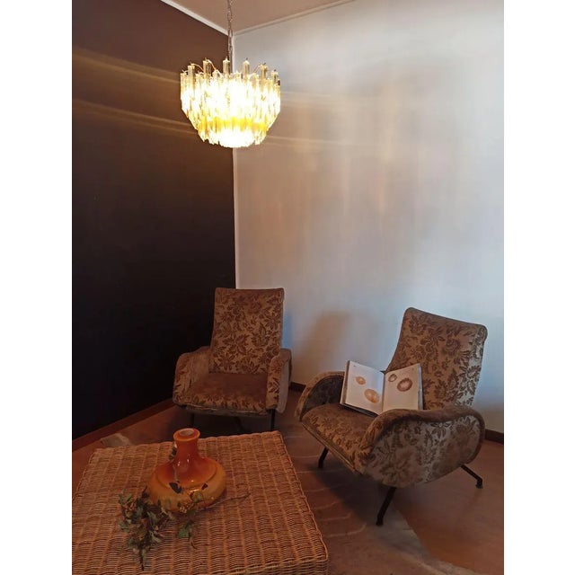 Clear Amber Triedri Murano Glass Chandelier, 1988 For Sale - Image 12 of 16