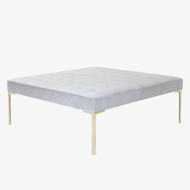 Brass Astor Large Brass Tufted Ottoman in Sharkskin Velvet by Montage For Sale - Image 8 of 8