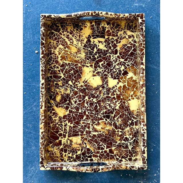 Vintage Boho Lacquered Coconut Shell Tray For Sale - Image 4 of 9