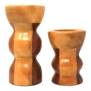 Vintage Mid Century Handmade Wooden Candle Holders - a Set
