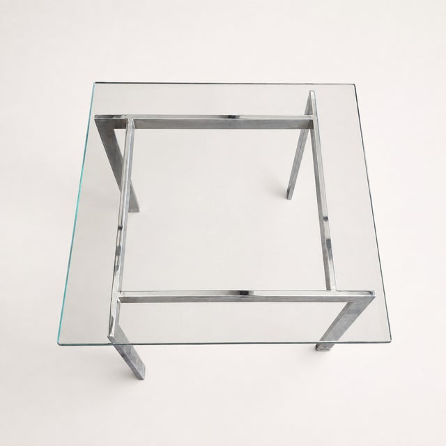 Vintage Modernist Chrome and Clear Glass Square Side Table For Sale - Image 15 of 17
