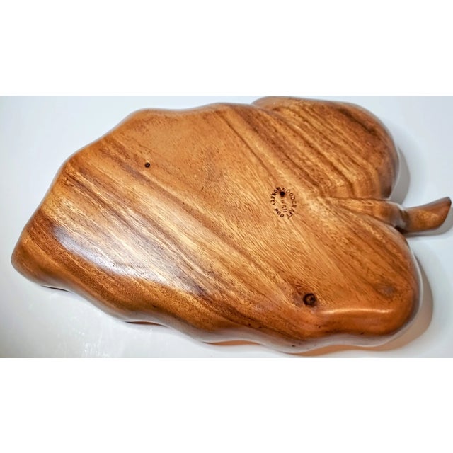 Mid-Century Modern Carved Monkeypod Leaf Bowl For Sale - Image 3 of 10