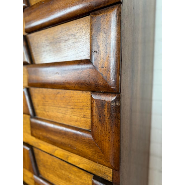 Wood Vintage Lane Brutalist Highboy 5-Drawer Dresser, Attributed For Sale - Image 7 of 8