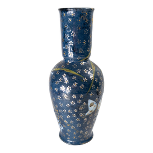 19th Century French Art Pottery Hand Painted Vase in Aesthetic Japonisme Style