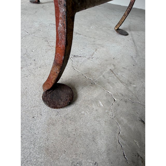 Vintage Italian Wrought Iron Savonarola Chair With Brass Fleur-De-Lis Finials For Sale - Image 10 of 12