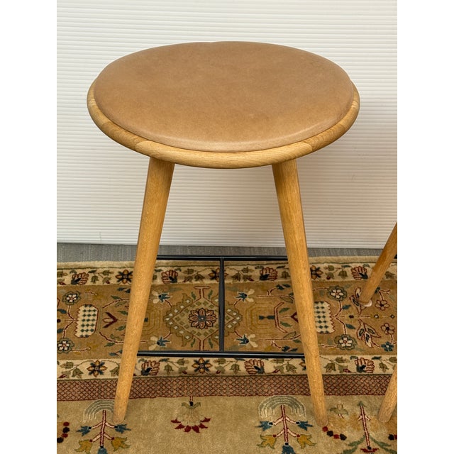 2020s Space Copenhagen for Mater Soaped Oak Wood Counter Stools, Pair For Sale - Image 5 of 12