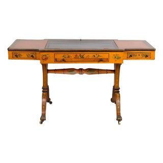 English 19th Century Satinwood Table with Tilt Top Writing Area and Checkerboard For Sale