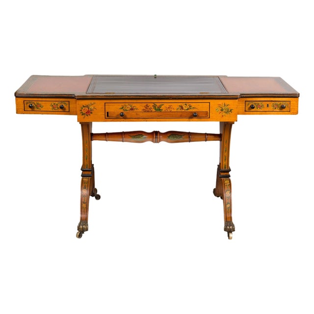 English 19th Century Satinwood Table with Tilt Top Writing Area and Checkerboard For Sale