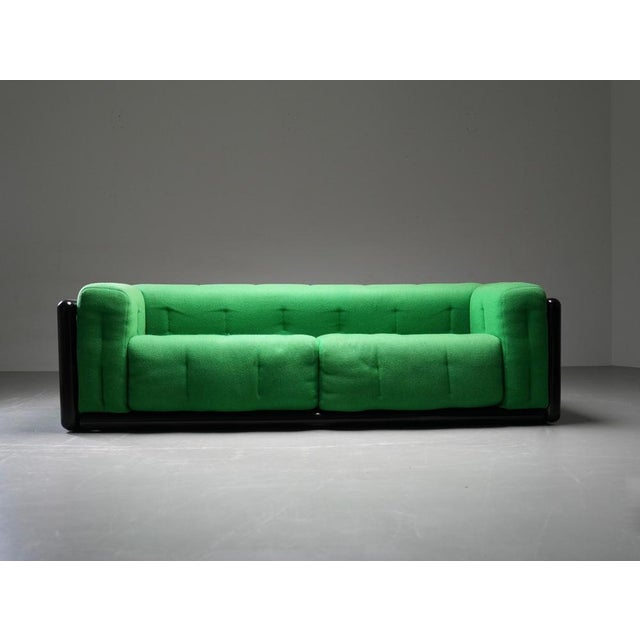 Early production Cornaro sofa by Carlo Scarpa for Simon, Italy, 1973. This rare first version was crafted in solid Iroko...