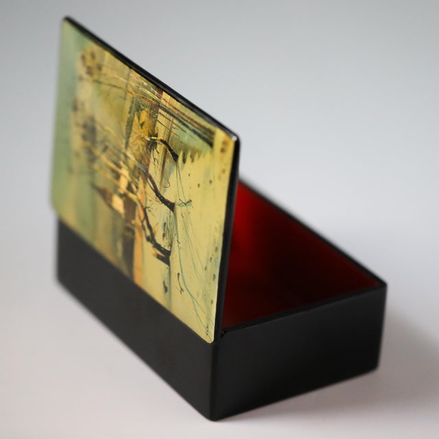 Fedoskino Lacquer Box With Original Box, After Savrasov’s “Грачи Прилетели,” Ussr, C. 1960s–1980s For Sale - Image 4 of 17