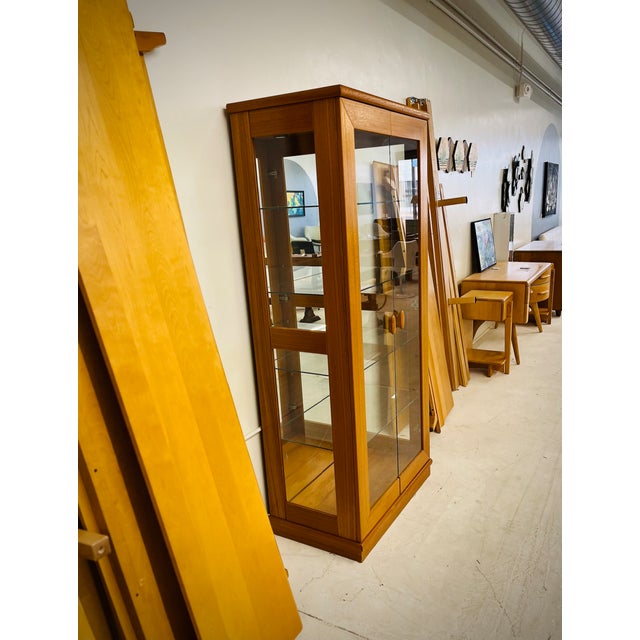 Royal Copenhagan 1970s Unmarked Copenhagen Danish Teak Large Display Glass Shelving Case For Sale - Image 4 of 4