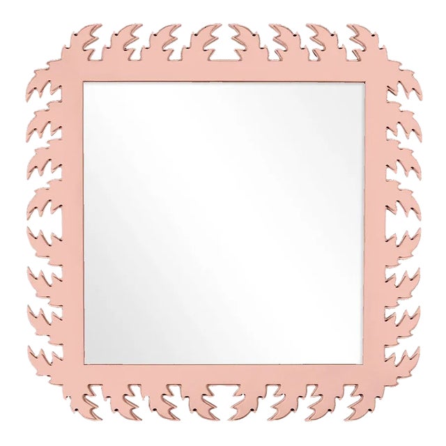 Fleur Home Audubon Square Mirror in Salmon Berry, 48x48 For Sale