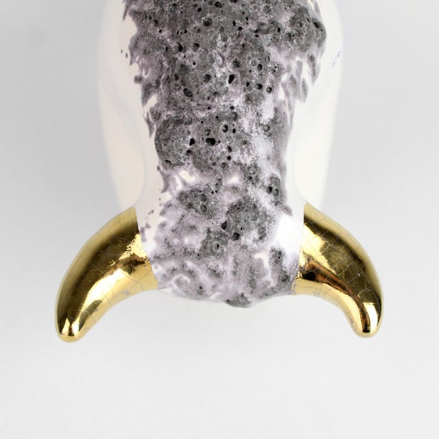 1960s Mid-Century Modern Vintage Otto Keramik Ceramic Bull Buffalo Figurine Off White Black Glaze Germany For Sale - Image 5 of 10