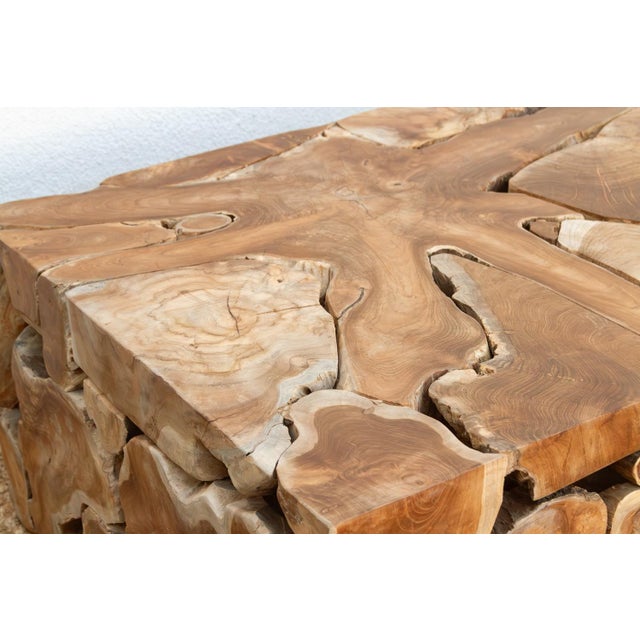 Organic Teak Root Mosaic Coffee Table For Sale - Image 4 of 11