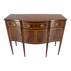 Banded Mahogany Federal Style Compact 50" Wide Sideboard Credenza Buffet