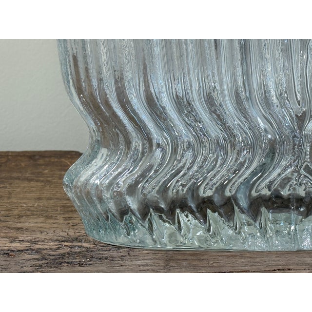 Vintage Martin Freyer for Rosenthal Studio 'Striated Series' Textured Clear Glass Vase Sculptural Modernist Form For Sale - Image 9 of 11